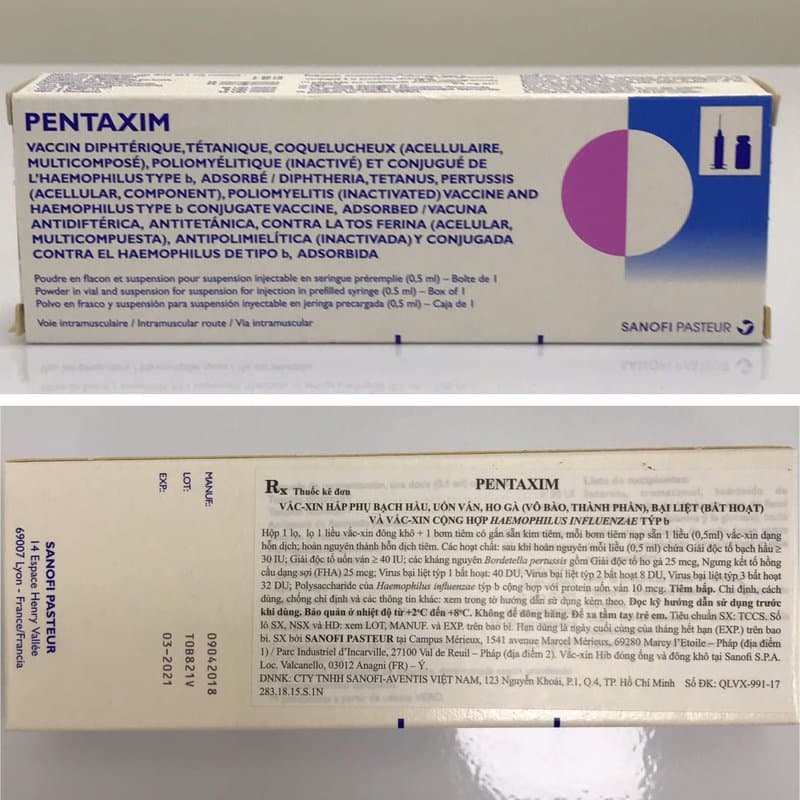Vắc-xin Pentaxim 0,5ml (Pháp)