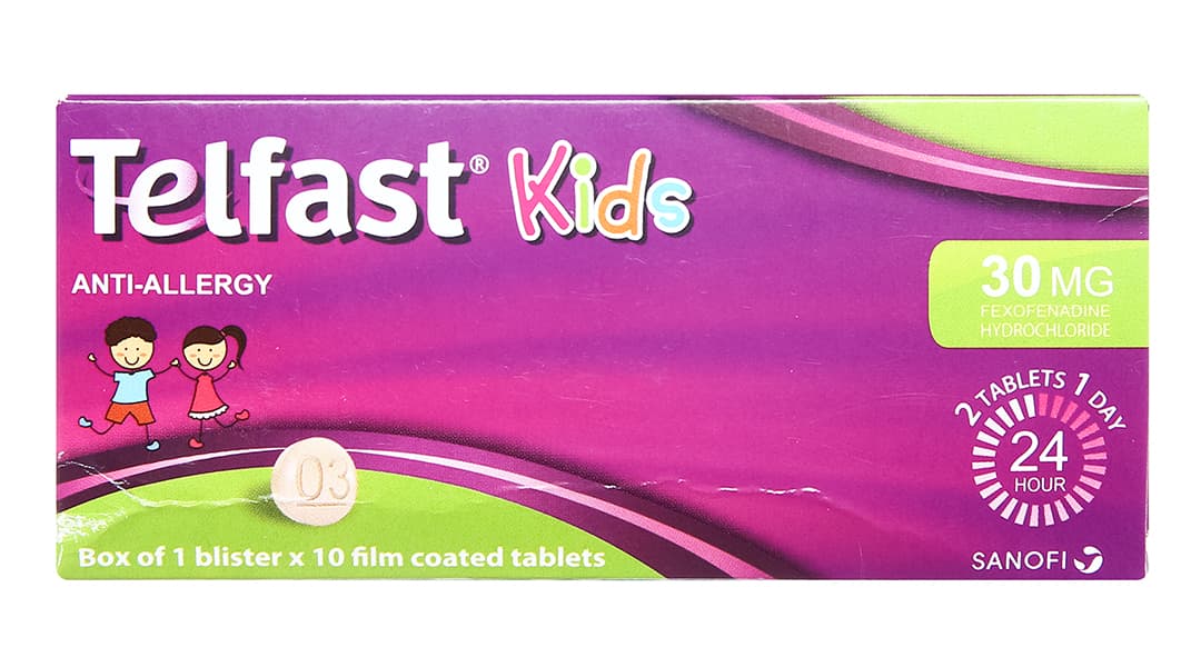 Telfast Kids 30mg – Điều trị viêm mũi dị ứng và mày đay (10 viên)