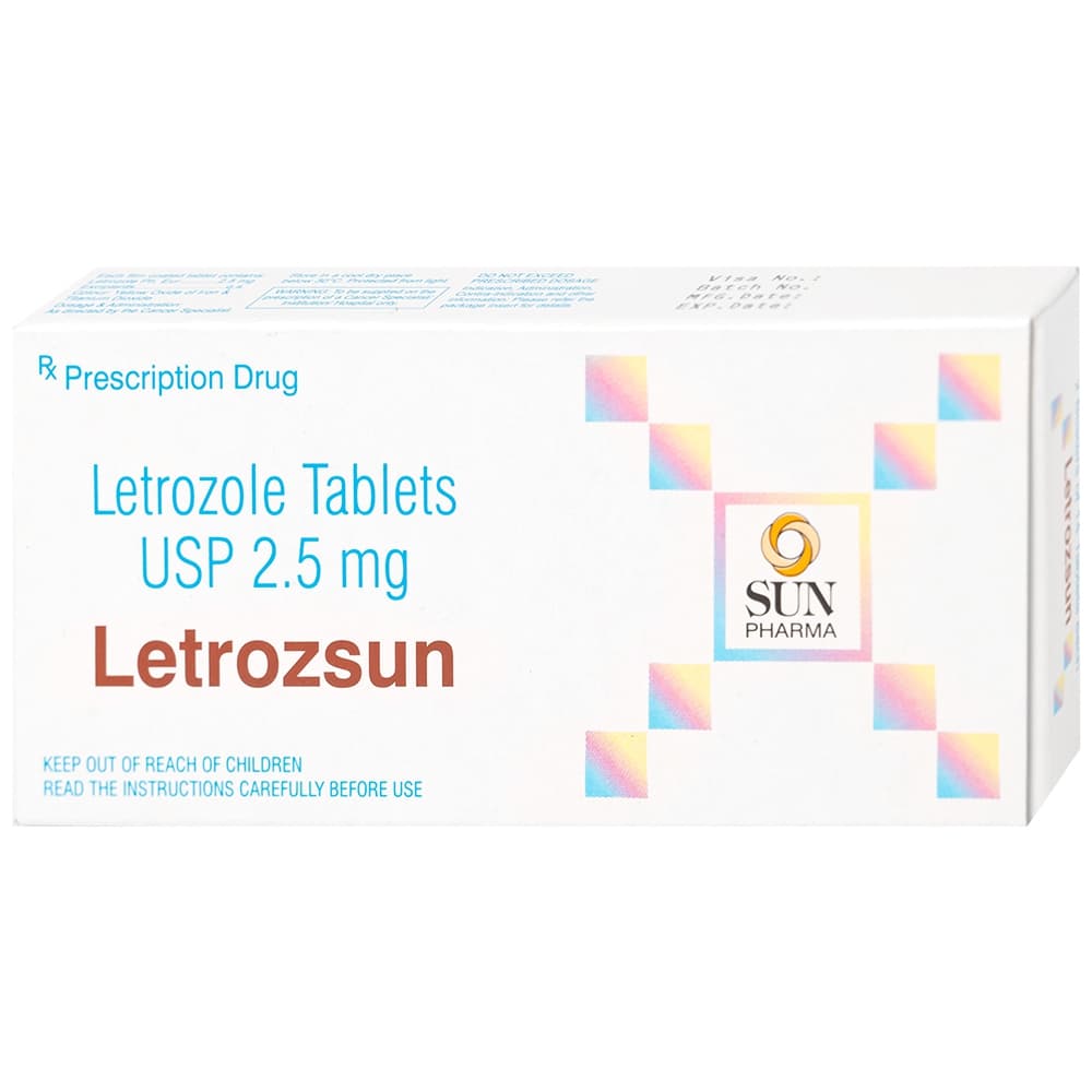 Letrozsun 2.5mg Sun Pharma: Hỗ trợ điều trị ung thư vú hiệu quả (hộp 2 vỉ x 14 viên)