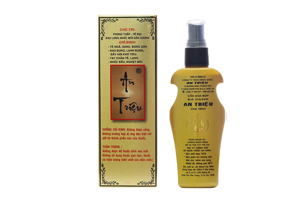 Cồn Xoa Bóp An Triệu hỗ trợ điều trị phong thấp, tê bại, đau lưng, nhức mỏi (100ml)