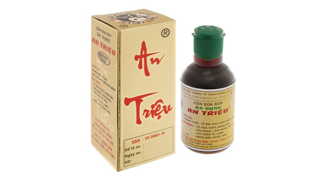 Cồn xoa bóp An Triệu 60ml hỗ trợ điều trị phong thấp, tê bại, đau lưng, nhức mỏi