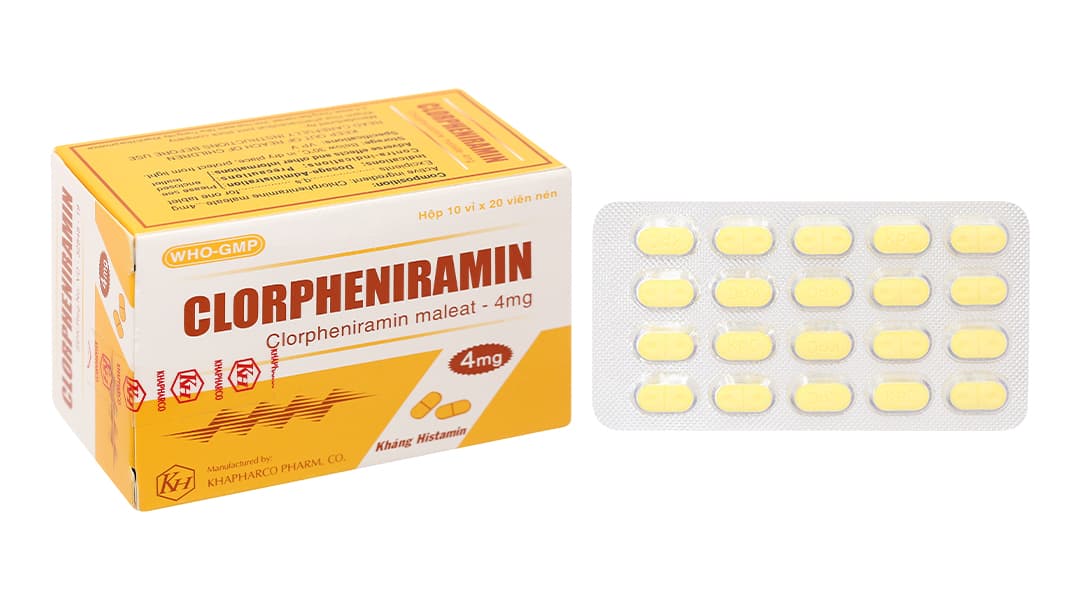 Thuốc Clorpheniramin 4mg Khapharco điều trị viêm mũi dị ứng, mày đay