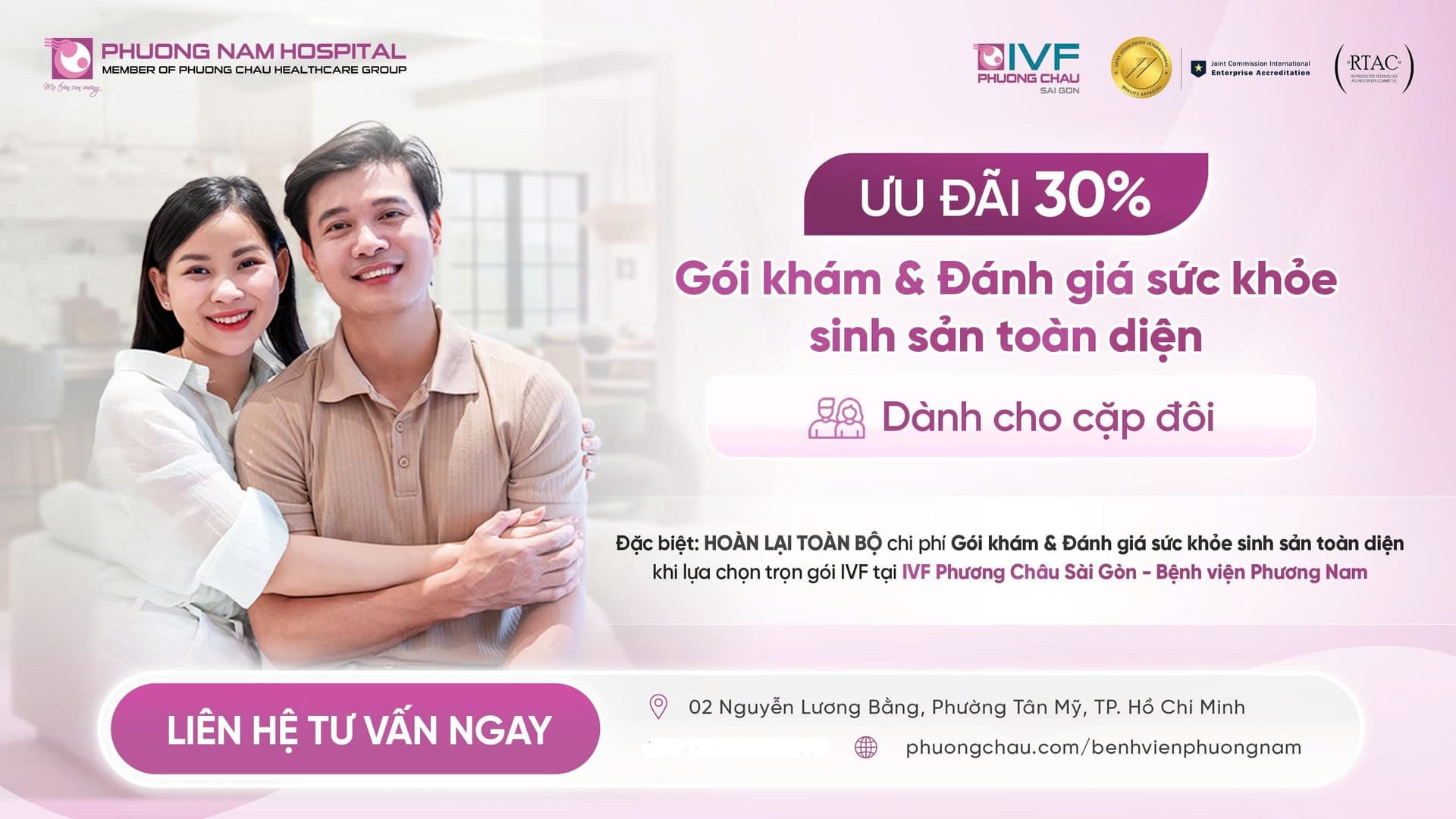 Giảm 30% chi phí gói khám sức khỏe sinh sản toàn diện tại IVF Bệnh viện Phương Nam