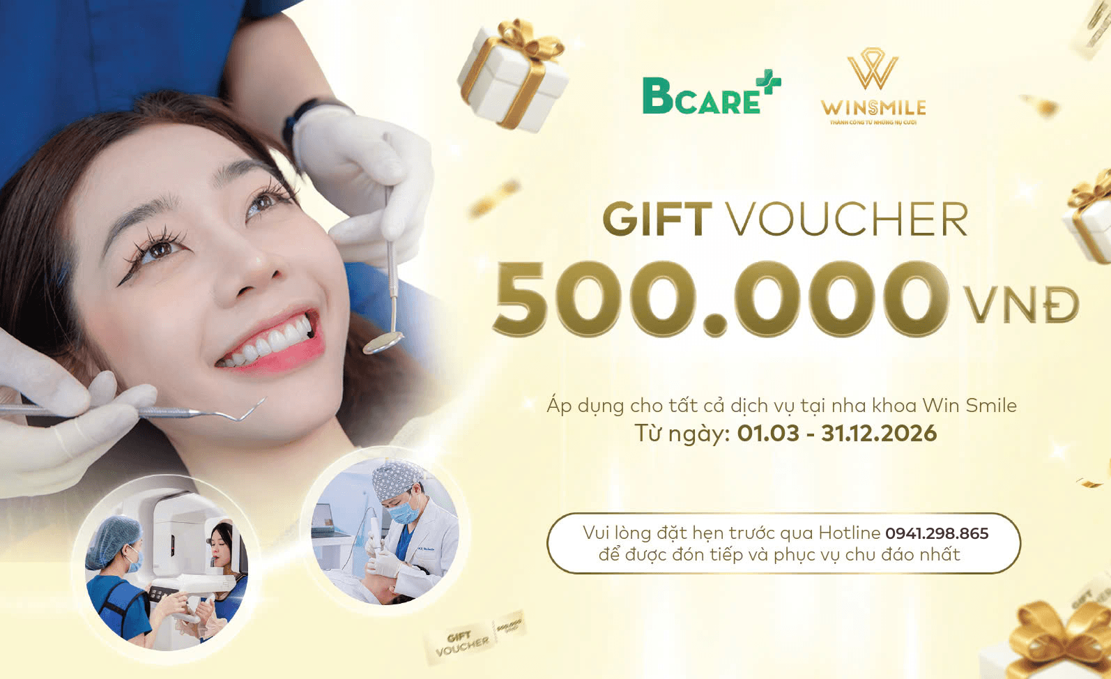 [Ưu đãi độc quyền] Tặng Voucher nha khoa Win Smile 500K khi đặt lịch qua Bcare