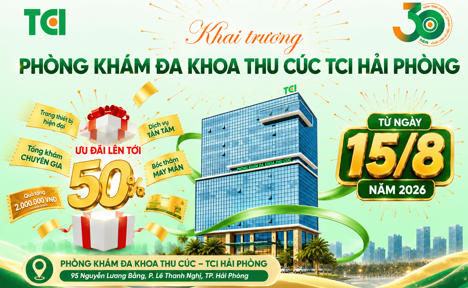 Ưu đãi Thu Cúc TCI Hải Dương: Miễn 100% phí khám & Tặng Voucher 2 triệu đồng