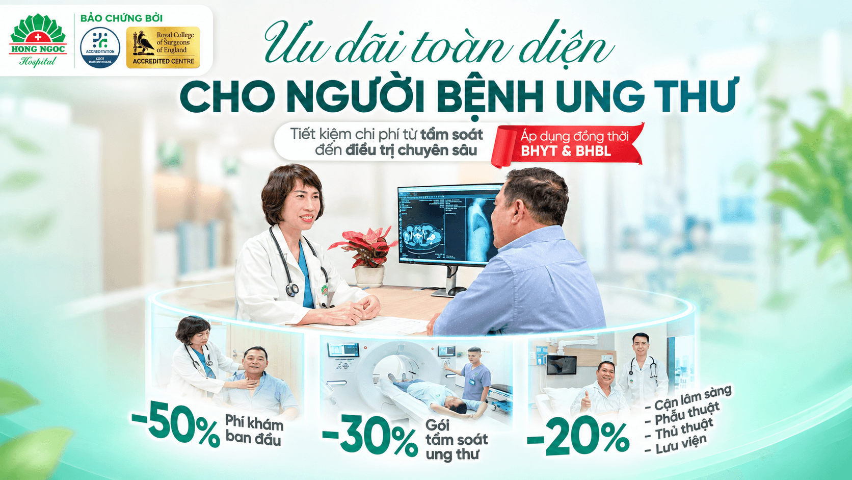Ưu đãi 50% phí khám và điều trị ung thư tại Hồng Ngọc Phúc Trường Minh