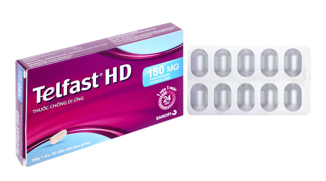Telfast HD 180mg Sanofi - Giảm Viêm Mũi Dị Ứng, Mày Đay (3 Vỉ x 10 Viên)