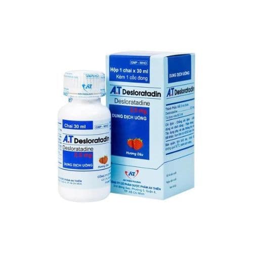 Dung dịch uống A.T Desloratadin An Thiên hương dâu giảm viêm mũi dị ứng, mày đay 30ml